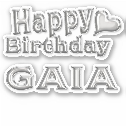 Gaia Happy Birthday silver Aufkleber Sticker シール (正面)