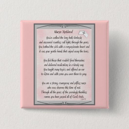 ~~Gail Gabel、RNによる退職したなナースの詩のギフト 缶バッジ (正面)