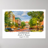 Gainesville Florida Poster, Watercolor, Custom ポスター (正面)