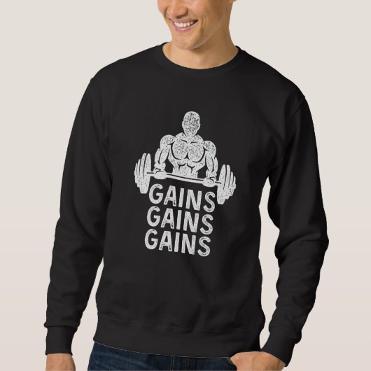 Gains  Gym Rat Gym Bro Bodybuilder スウェットシャツ (正面)