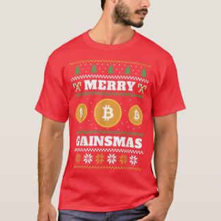 Gainsmas Bitcoinメリー醜いクリスマスセーター Tシャツ