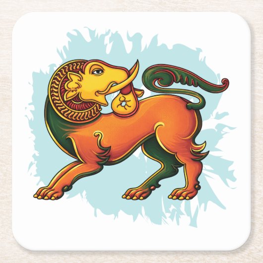 Gajasinha – Mythical Guardian of Strength スクエアペーパーコースター (正面)