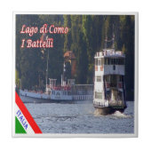GAL118 LAKE COMO，ボート，イタリア， タイル (正面)