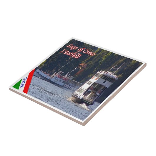 GAL118 LAKE COMO，ボート，イタリア， タイル (側面)