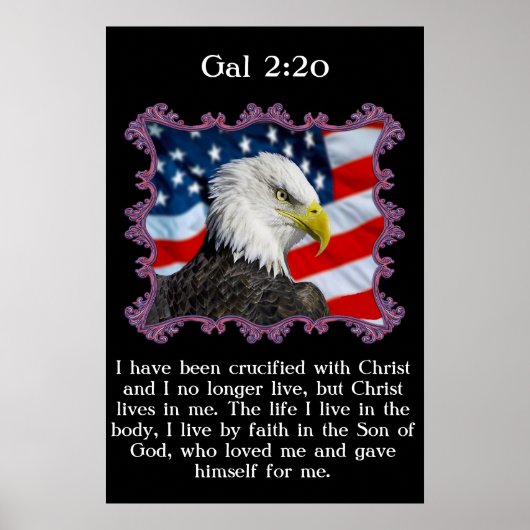 Gal 2:20 A Eagle in a American flagの前 ポスター (正面)