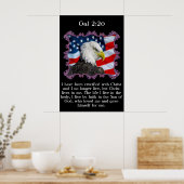 Gal 2:20 A Eagle in a American flagの前 ポスター (キッチン)