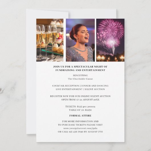 Gala エレガント企業のフォト黒フェイク金ゴールド 招待状 (裏面)