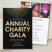 Gala エレガント企業のフォト黒フェイク金ゴールド 招待状