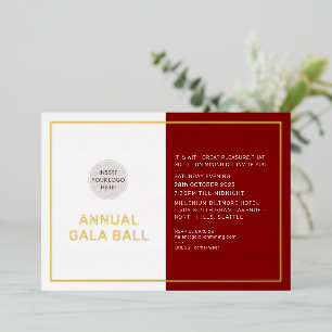 GALA BALLの会社のロゴフォーマルバーガンディ赤金ゴールド 箔招待状