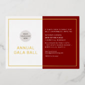 GALA BALLの会社のロゴフォーマルバーガンディ赤金ゴールド 箔招待状 (正面)