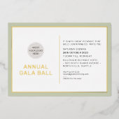 GALA BALLロゴモダンセージミニマルグリーン金ゴールド 箔招待状 (正面)