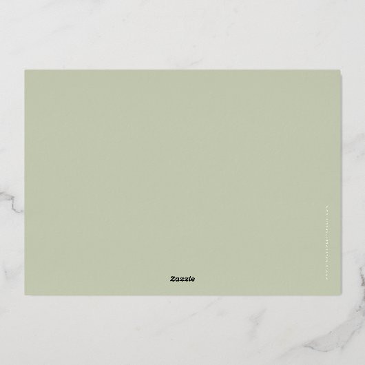 GALA BALL社のロゴフォーマルエコセージ緑金ゴールド 箔招待状 (裏面)