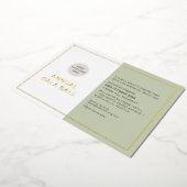 GALA BALL社のロゴフォーマルエコセージ緑金ゴールド 箔招待状 (回転した状態)