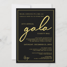 Gala Event Charity Fundraiser Elegant Black Gold 招待状