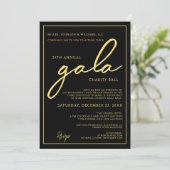 Gala Event Charity Fundraiser Elegant Black Gold 招待状 (スタンド正面)