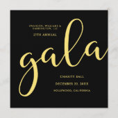 Gala Event Charity Fundraiser Elegant Black Gold 招待状 (正面)
