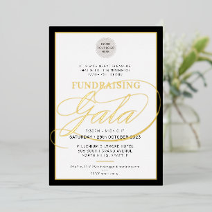 GALA FUNDRAISERロゴモダン書道ブラック金ゴールド 箔招待状