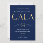 Gala Night Navy & Gold Logo Business Fundraiser 招待状 (正面)