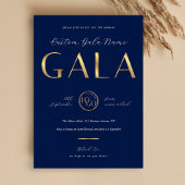 Gala Night Navy & Gold Logo Business Fundraiser 招待状