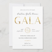 Gala Night White & Gold Logo Business Fundraiser 招待状 (正面)