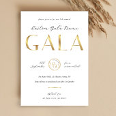Gala Night White & Gold Logo Business Fundraiser 招待状