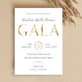 Gala Night White & Gold Logo Business Fundraiser 招待状
