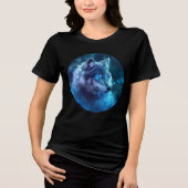 Galactic Blue-Eyed Wolf Art Print トライブレンドTシャツ (正面)