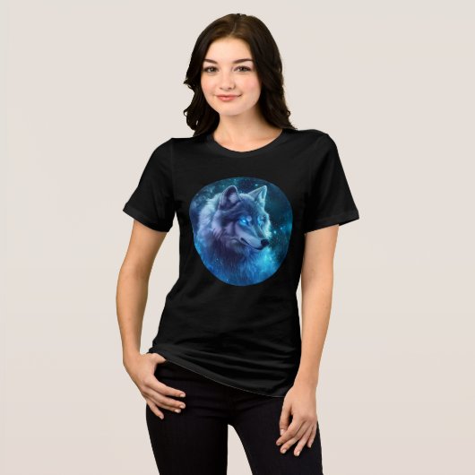 Galactic Blue-Eyed Wolf Art Print トライブレンドTシャツ (正面全面)