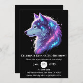 Galactic Glow Wolf Birthday Invitation 招待状 (正面/裏面)