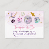 Galactic Gold Space Baby Shower Nappy Raffle エンクロージャーカード (正面)