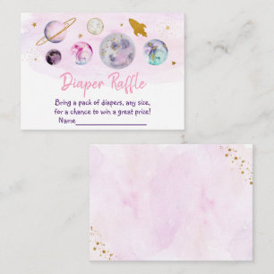 Galactic Gold Space Baby Shower Nappy Raffle エンクロージャーカード