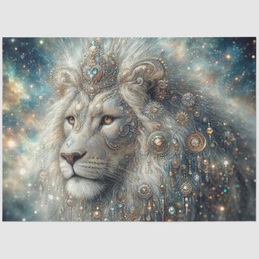 Galactic Lion Portrait Decoupage 薄葉紙 (正面)