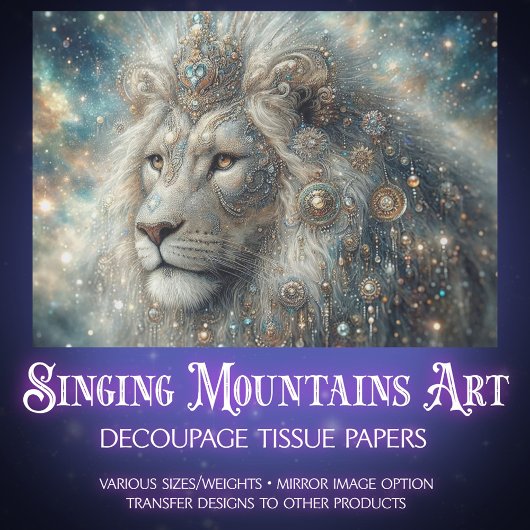 Galactic Lion Portrait Decoupage 薄葉紙