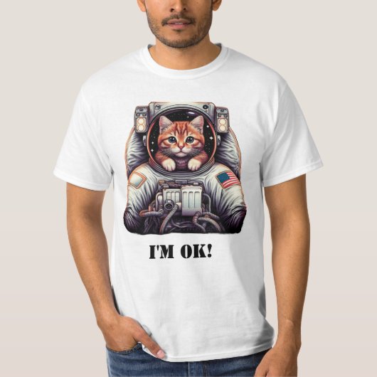 Galactic Meowventure:おもしろい宇宙飛行士のCat Tシャツ (正面)