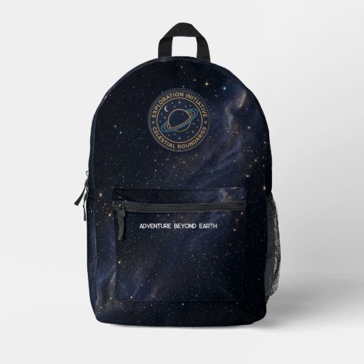 Galactic Stars & Space Explorer Backpack プリントバックパック (正面)