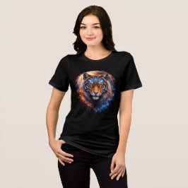 Galactic Tiger with Moon & Sacred Geometry トライブレンドＴシャツ
