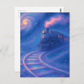 Galactic Train Track - Pastel Style Fantasy Art ポストカード (正面/裏面)