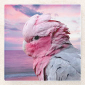 Galahのオウム ガラスコースター (正面)