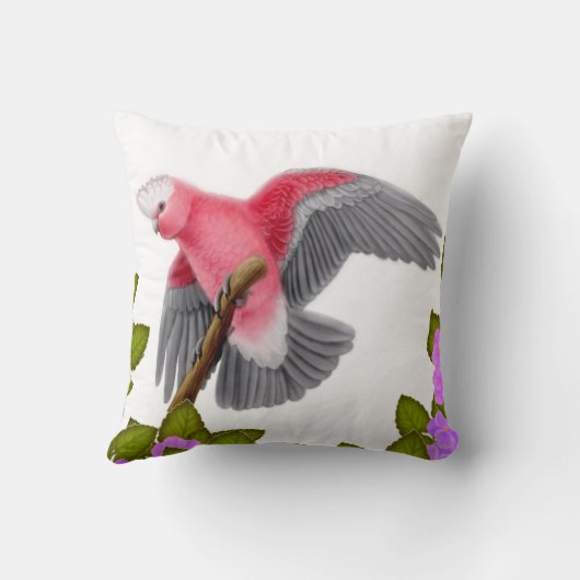 Galahのピンクオウムの枕 クッション (裏面)