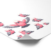Galah Cockatoo Pattern Pink Parrot Funny Bird ポスター (角)