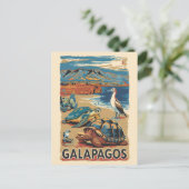 Galapagos Animals Travel Art Vintage ポストカード (スタンド正面)