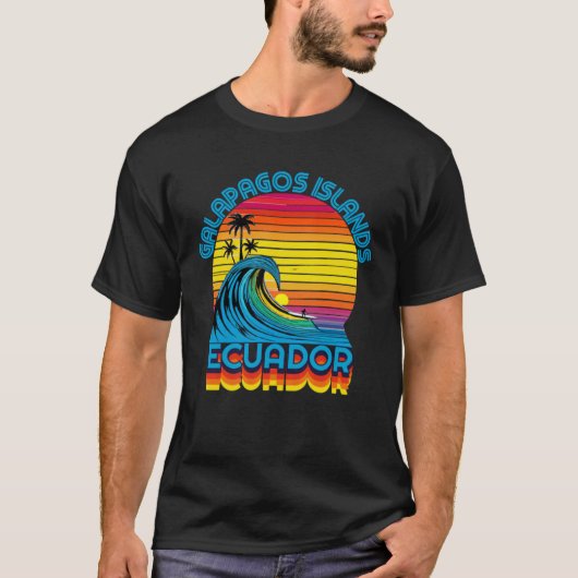 Galapagos Islands Retro Throwback Surf & Beach Sou Tシャツ (正面)