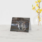 Galapagos Penguin Pair Greeting Card カード (黄色い花)