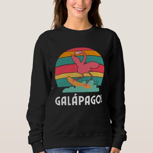 Galapagos Souvenir Flamingo Surfing スウェットシャツ (正面)