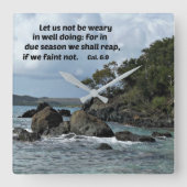 Galatiansの6:9は私達が善行で疲労しないことを可能にしました スクエア壁時計 (正面)