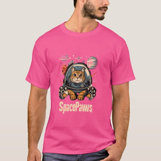 GalattiCat Graphic -宇宙宇宙飛行士の猫銀河系 Tシャツ (正面)