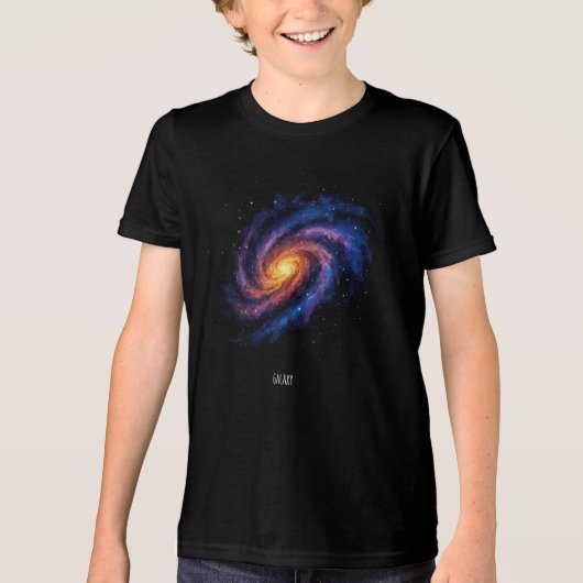 Galaxy Artwork – Cosmic Spiral Space Illustration トライブレンドＴシャツ (正面)