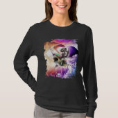 Galaxy Astronaut Cat Riding Rainbow Shark Unicorn Tシャツ (正面)