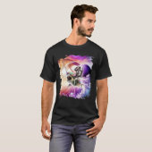 Galaxy Astronaut Cat Riding Rainbow Shark Unicorn Tシャツ (正面フル)