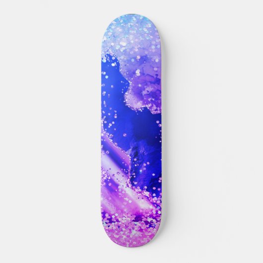 GALAXY BLUE PURPLE GLITTER Skateboard Deck スケートボード (正面)